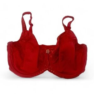 Chantelle Scarlet Pont Neuf Underwire 32H Cup Unlined Bra 32H red
